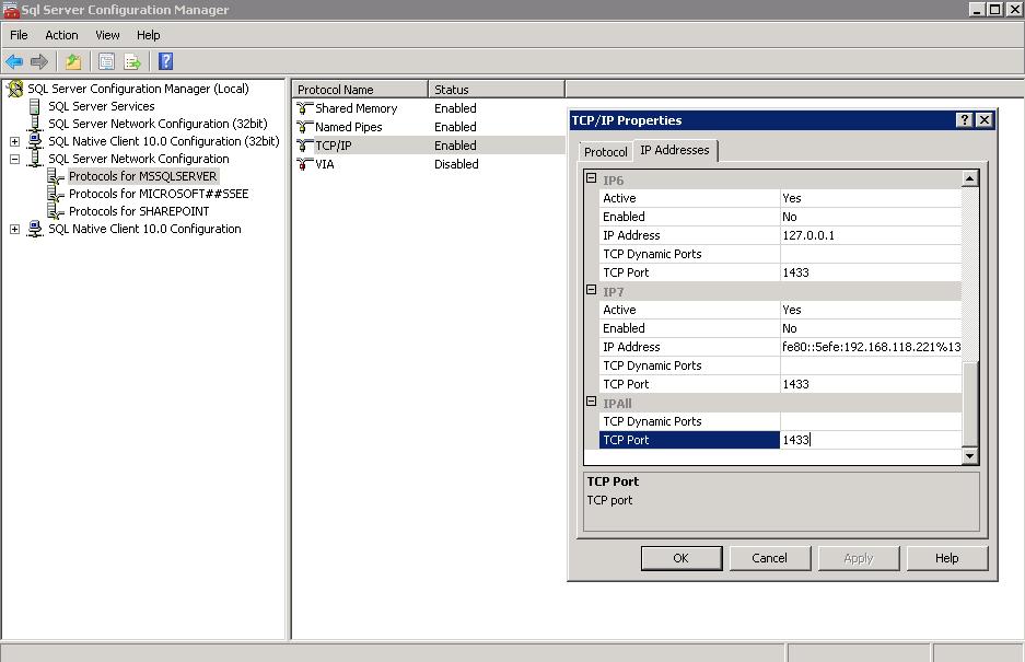 Resultado de imagen de tcp sql port